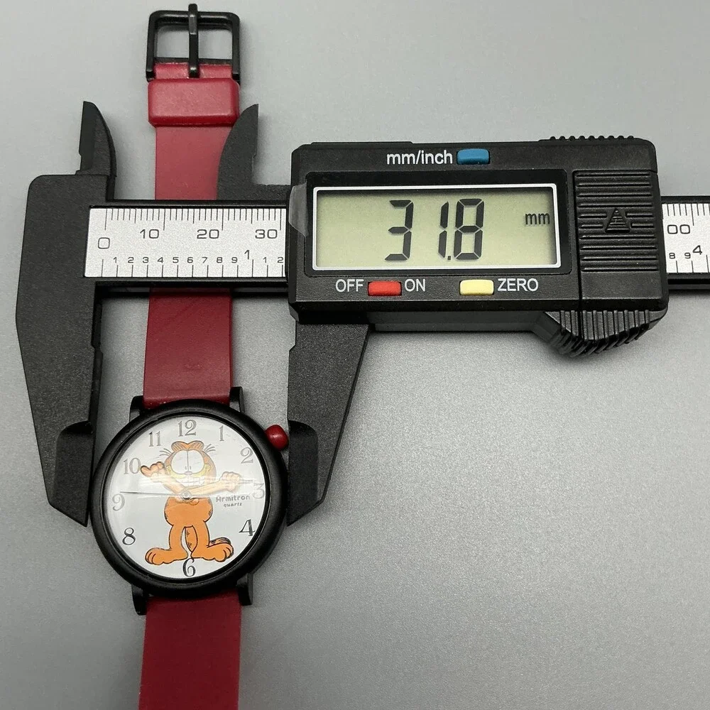 Vintage Armitron Boys Watch 32mm Garfield Dial Red Rubber Band New Battery